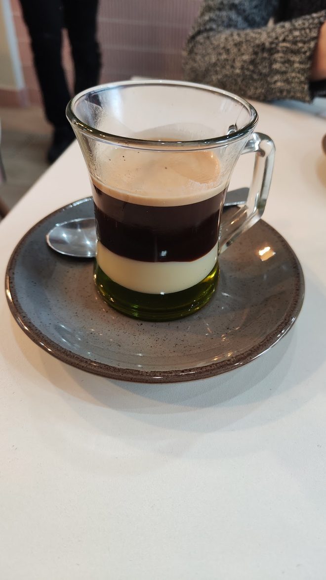 Layered glass coffee on marble